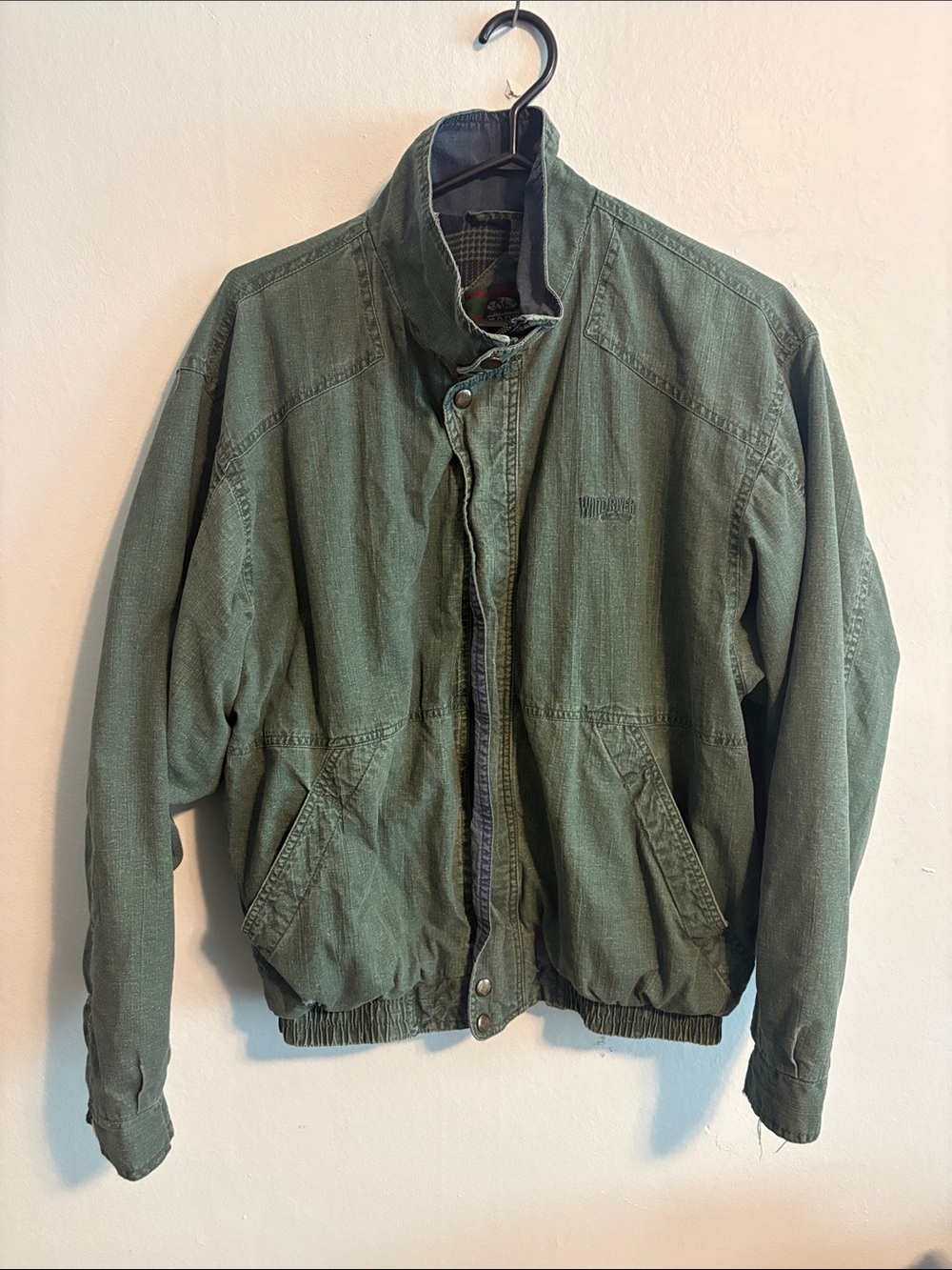 Men's Olive Green Bomber Jacket - Casual Zip Front